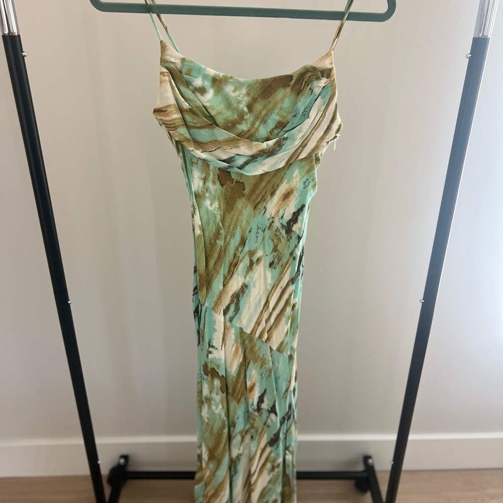 Hello Molly Print Lover Midi Dress - Green Abstract Swirl - Size US 4 (AU 8)